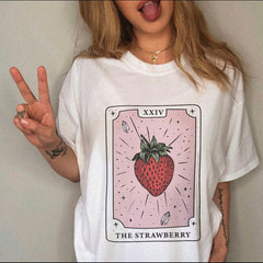 Strawberry Tarot Shirt 90s Lady Fashion Tees