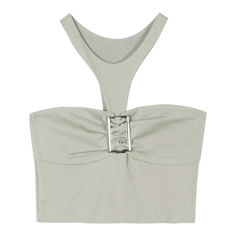 Short Backless Sleeveless Strap Top for