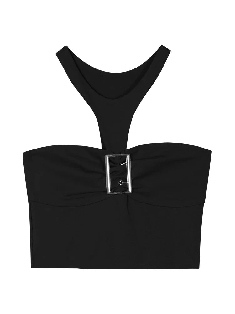 Short Backless Sleeveless Strap Top for