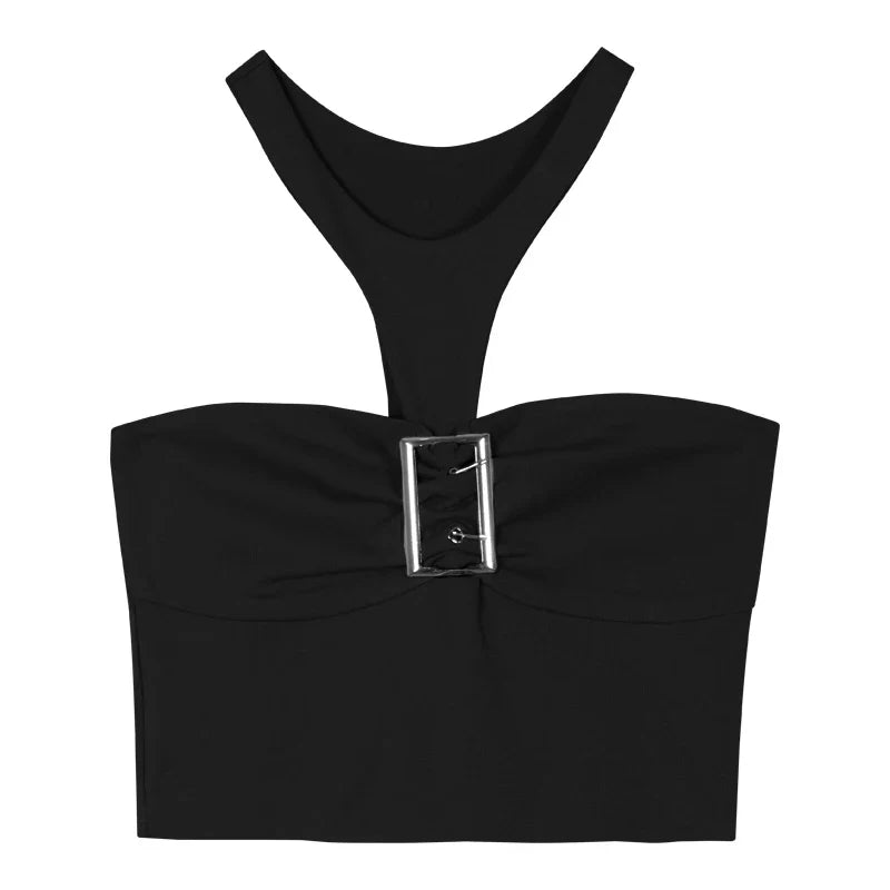 Short Backless Sleeveless Strap Top for