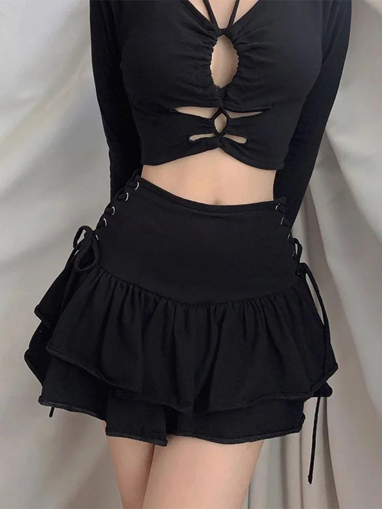 Harajuku E-girl High Waist Bandage Mini Skirt