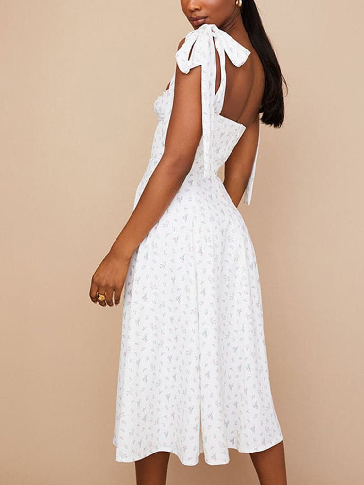 Summer Backless Slip Dress Casual Floral Midi Dress