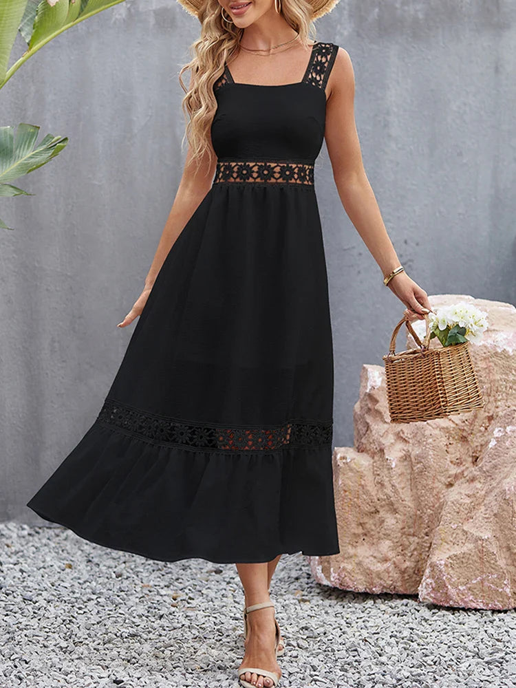 Backless Hollow Out Summer Evening Party Boho Dress