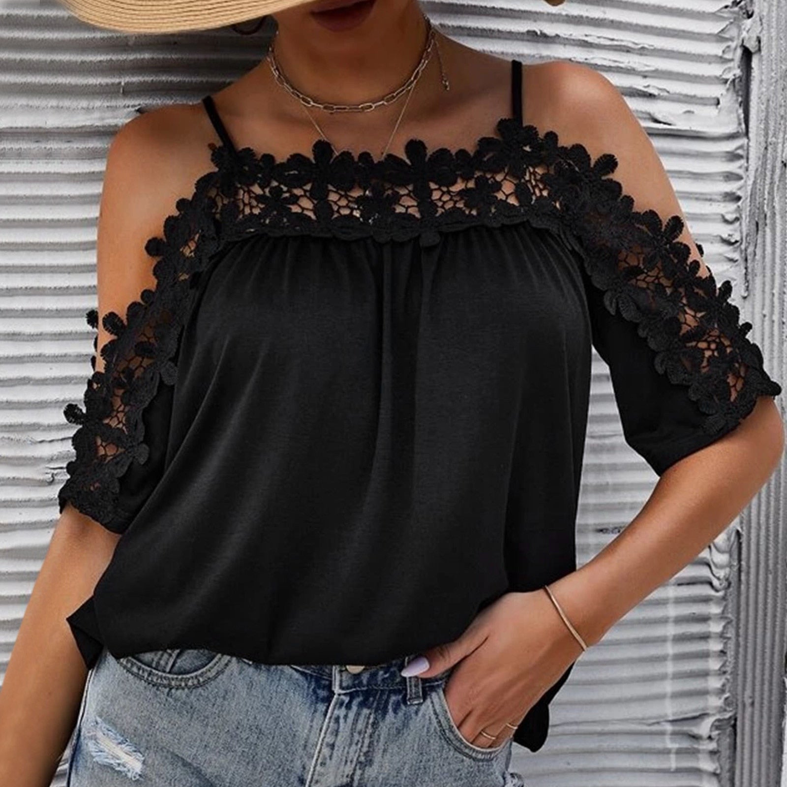 Sleeveless  Off Shoulder Blouse Vacation Shirts Fashion Elegant Vest Tops