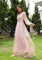 Summer Elegant Long Sleeve Gauze Tulle Wedding Dress
