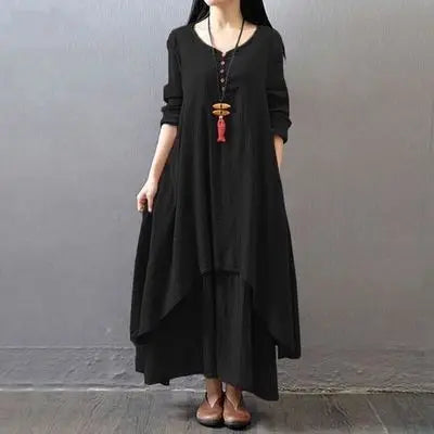 Elegant Solid Layering Maxi Robe Boho Dress