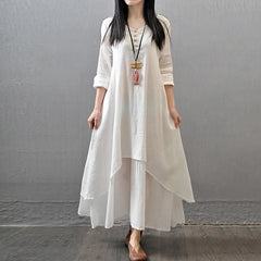 Elegant Solid Layering Maxi Robe Boho Dress