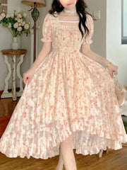 Elegant Lolita Party  Korean Fashion Holiday Floral Dress