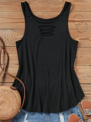 Hollow Out Ruffled V-Neck Tank Top for