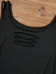Hollow Out Ruffled V-Neck Tank Top for