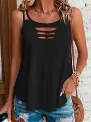 Hollow Out Ruffled V-Neck Tank Top for