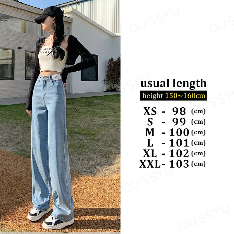 Lyocell Denim Wide Leg Streetwear Loose Casual 's Jeans