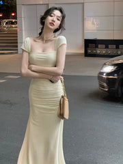 Summer New Elegant Vintage Bodycon One Piece Midi Dress
