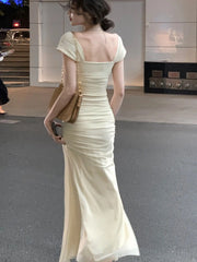 Summer New Elegant Vintage Bodycon One Piece Midi Dress