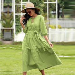Half Sleeve Solid Dress