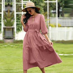 Half Sleeve Solid Dress