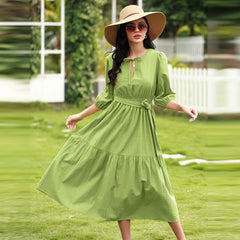Half Sleeve Solid Dress
