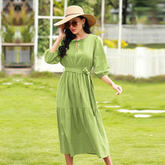 Half Sleeve Solid Dress