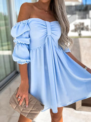 Summer  Slash Neck Mini Dress