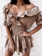 Summer  Slash Neck Mini Dress