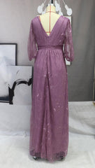 Summer  V-Neck Full Sleeve Long Party Dress