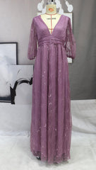 Summer  V-Neck Full Sleeve Long Party Dress