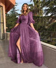 Summer  V-Neck Full Sleeve Long Party Dress