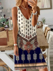 Summer Print Sleeveless Resort Dress