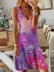 Summer Print Sleeveless Resort Dress