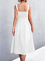 Summer Solid Color Square Neck Holiday Dress Maxi Dresses