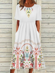 Summer round neck peinted maxi dresses long dress