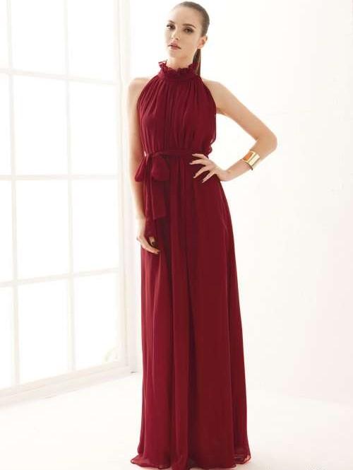 Fashion Stand collar Chiffon Evening Dresses