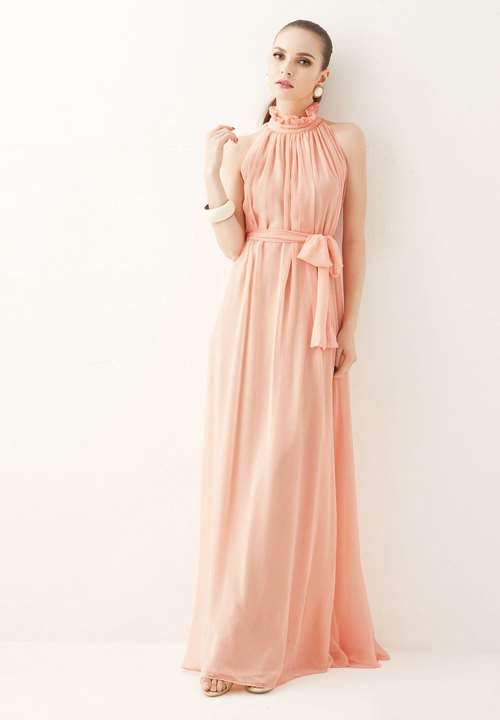 Fashion Stand collar Chiffon Evening Dresses