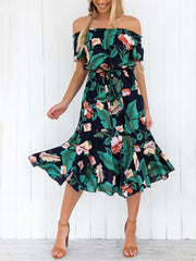 Floral Off-shoulder Bohemia Dress