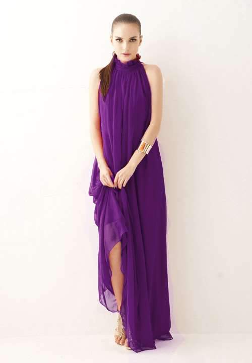 Fashion Stand collar Chiffon Evening Dresses