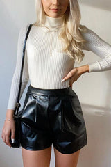 High Collar Knit Long Sleeve Sweaters