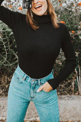 High Collar Knit Long Sleeve Sweaters