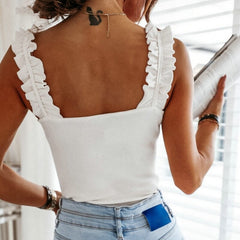Knit Ribbed Ruffles Cami Top