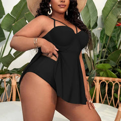 Tummy Control Pad Tankini Top with Swim Short Plus Size Swimsuits