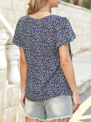 V Neck Floral Loosen Daily Tunic Tops Woman Fashion Shirts