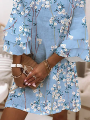 V Neck Floral Vacation Mini Dresses