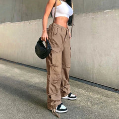 Hip Hop Mom Street Wide Leg Y2K Multiple Pockets Jeans