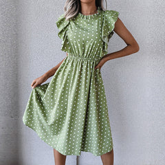 Vintage Dot Print Chiffon Dress