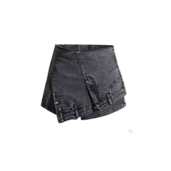 Denim stitching irregular washed old skirt