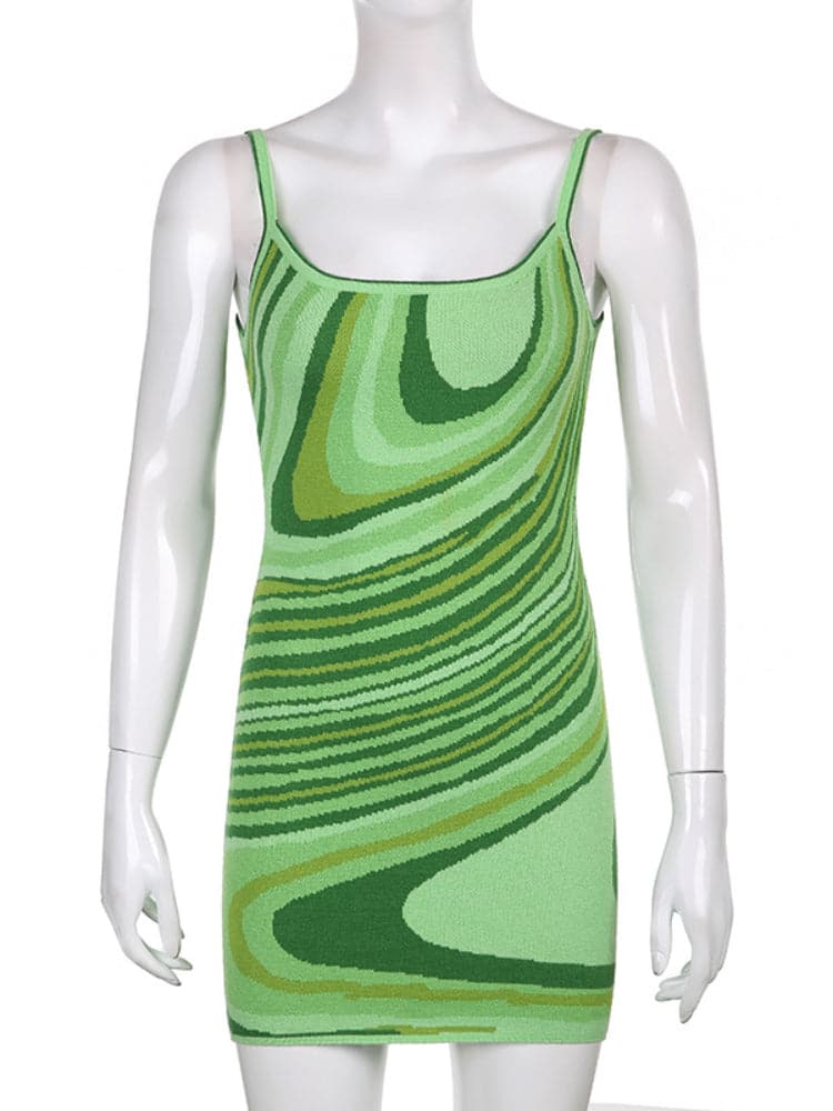 Water Ripple Dresses Sleeveless Vintage Dress