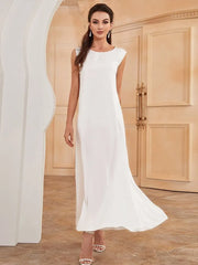 Elegant White Islamic Dubai Abaya Muslim Maxi Dress