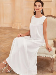 Elegant White Islamic Dubai Abaya Muslim Maxi Dress