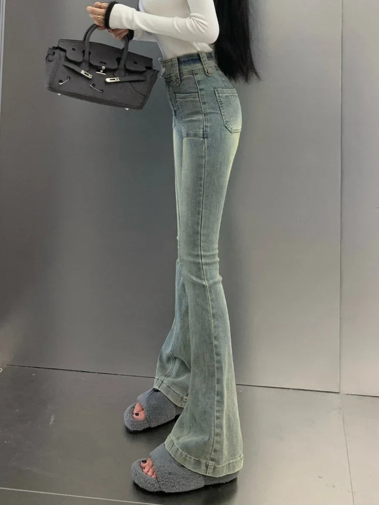 Chic Skinny Flare Winter Y2K High Waist Casual Jeans