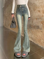 Chic Skinny Flare Winter Y2K High Waist Casual Jeans