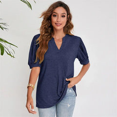 Cute Short Puff Sleeve Black T-Shirt for